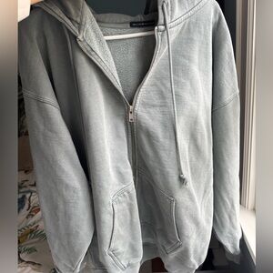 NWOT Brandy Melville woman's Green/Gray Zip-Up Sweatshirt